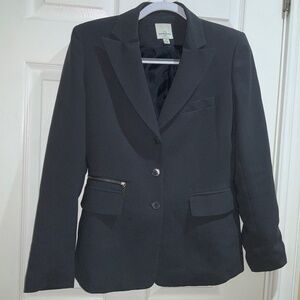 Anne Klein triple button suit jacket Sz 4 flap & zip pockets professional